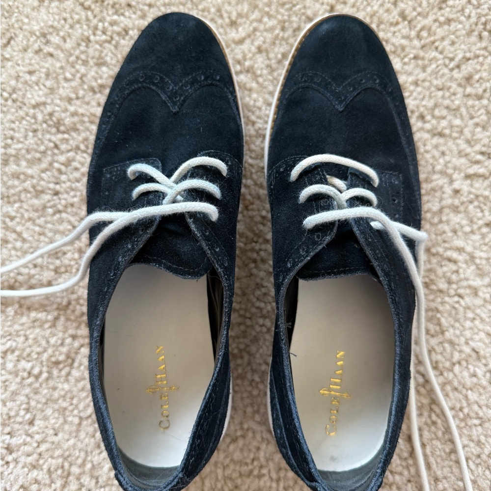 Cole Haan Women's Black Suede Oxfords